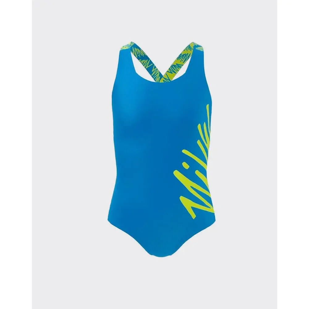 NWT❤️NIKE KIDS CONTRASTING SIDE LOGO PRINTED ONE PIECE SWIMSUIT szS
